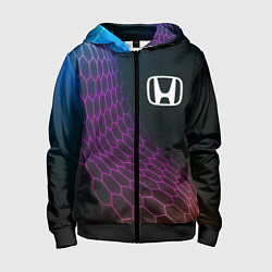 Толстовка на молнии детская Honda neon hexagon, цвет: 3D-черный