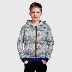 Толстовка на молнии детская Цветы и бабочки летний паттерн, цвет: 3D-синий — фото 2