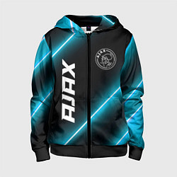 Толстовка на молнии детская Ajax неоновые лампы, цвет: 3D-черный
