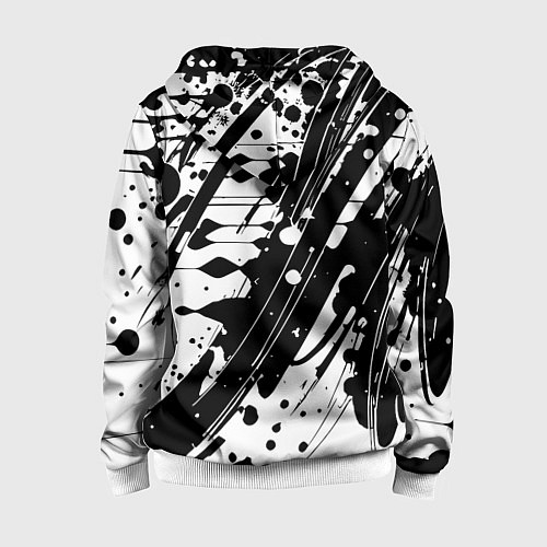 Детская толстовка на молнии Чёрно белая абстракция - кляксы / 3D-Белый – фото 2