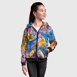 Толстовка на молнии детская Абстрактный растительный паттерн - нейросеть, цвет: 3D-черный — фото 2