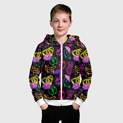 Толстовка на молнии детская Фруктовое граффити паттерн, цвет: 3D-белый — фото 2