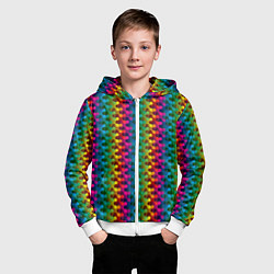 Толстовка на молнии детская Радужный разноцветный узор, цвет: 3D-белый — фото 2