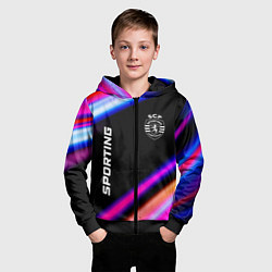 Толстовка на молнии детская Sporting speed game lights, цвет: 3D-черный — фото 2