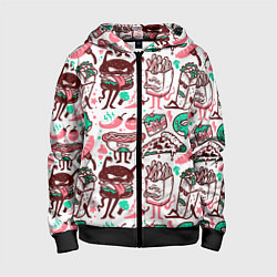 Толстовка на молнии детская Монстры еды, цвет: 3D-черный