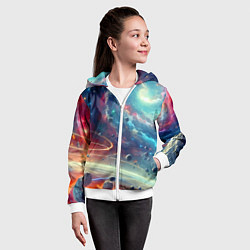 Толстовка на молнии детская Полет к далёкой планете - нейросеть, цвет: 3D-белый — фото 2