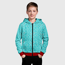 Толстовка на молнии детская Паттерн с игральными костями на ярком голубом фоне, цвет: 3D-красный — фото 2