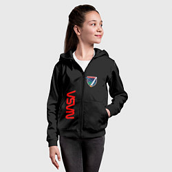Толстовка на молнии детская Nasa space logo steel, цвет: 3D-черный — фото 2