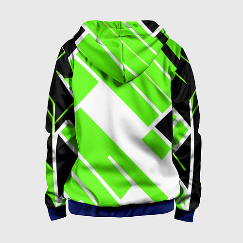 Детская толстовка на молнии Зелёные широкие линии на белом фоне / 3D-Синий – фото 2