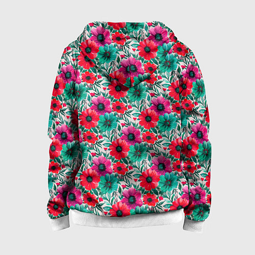 Детская толстовка на молнии Анемоны цветы яркий принт / 3D-Белый – фото 2