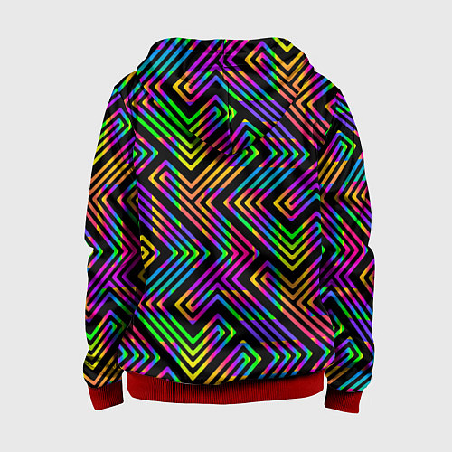 Детская толстовка на молнии Линии лабиринта спектрального цвета / 3D-Красный – фото 2