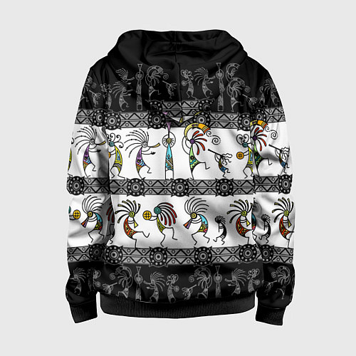 Детская толстовка на молнии Кокопелли - боги индейцев хайда / 3D-Черный – фото 2