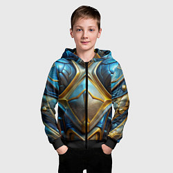 Толстовка на молнии детская Объемная синяя текстурная кожа, цвет: 3D-черный — фото 2