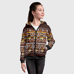 Толстовка на молнии детская Африканский традиционный орнамент, цвет: 3D-черный — фото 2
