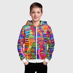 Толстовка на молнии детская Абстрактная полноцветная живопись, цвет: 3D-белый — фото 2