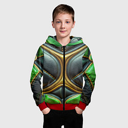 Толстовка на молнии детская Футуристичная текстура из кожи, цвет: 3D-красный — фото 2