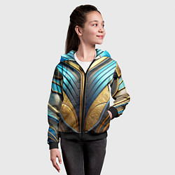 Толстовка на молнии детская Объемная футуристичная объемная текстура из кожи, цвет: 3D-черный — фото 2