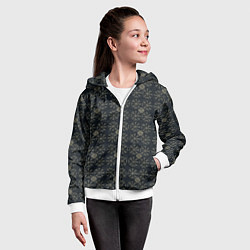 Толстовка на молнии детская Орнамент из компаса вегвизир и узла оберега, цвет: 3D-белый — фото 2