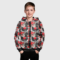 Толстовка на молнии детская Абстрактный коллаж, цвет: 3D-черный — фото 2