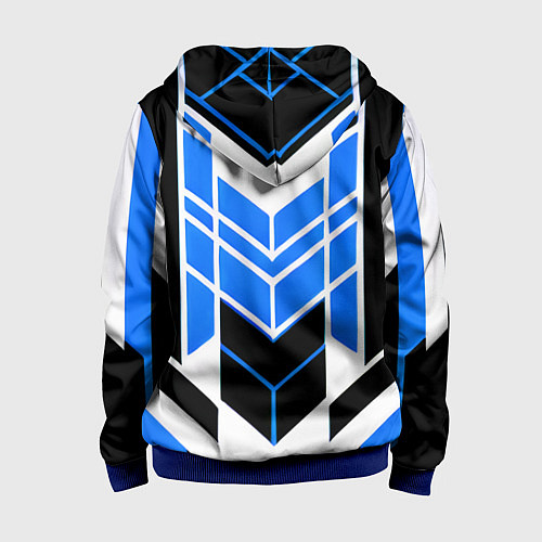 Детская толстовка на молнии Blue and black stripes on a white background / 3D-Синий – фото 2