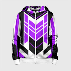 Толстовка на молнии детская Purple and black stripes on a white background, цвет: 3D-белый