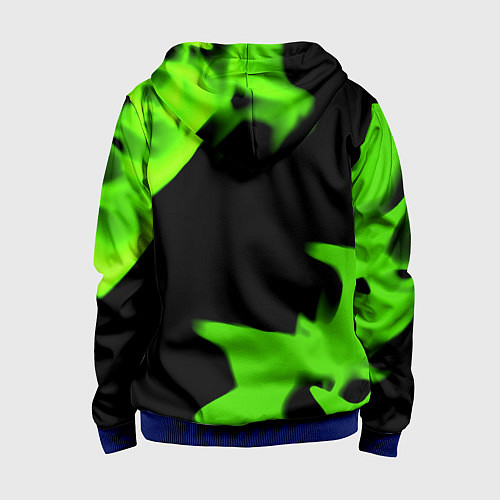 Детская толстовка на молнии Xbox one green flame / 3D-Синий – фото 2