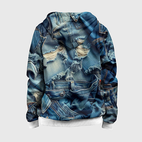 Детская толстовка на молнии Denim rags - fashion trend / 3D-Белый – фото 2