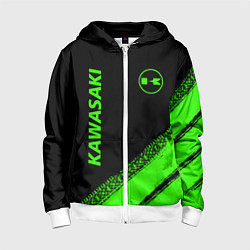 Толстовка на молнии детская Kawasaki - logo, цвет: 3D-белый