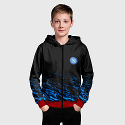 Толстовка на молнии детская Napoli fc club texture, цвет: 3D-красный — фото 2