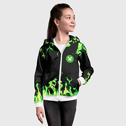 Толстовка на молнии детская Minecraft green flame, цвет: 3D-белый — фото 2