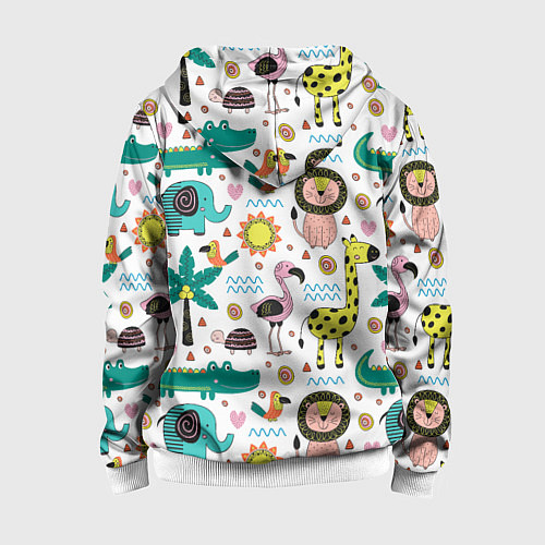 Детская толстовка на молнии Животные джунглей / 3D-Белый – фото 2