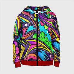 Толстовка на молнии детская Яркое граффити, цвет: 3D-красный