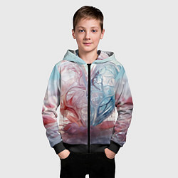 Толстовка на молнии детская Сердце - плазменная текстура, цвет: 3D-черный — фото 2