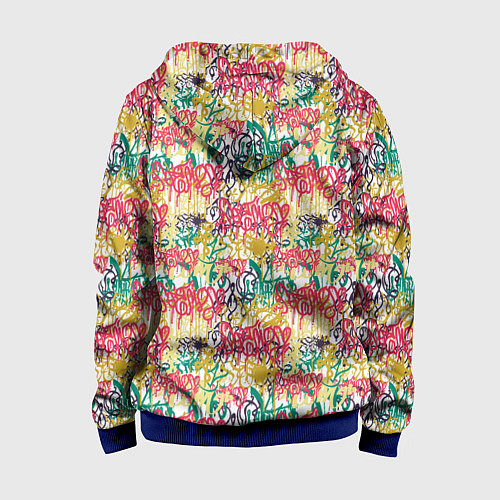 Детская толстовка на молнии Граффити с подтёками / 3D-Синий – фото 2