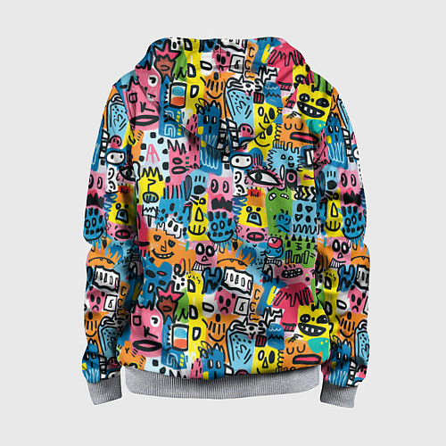 Детская толстовка на молнии Весёлые лица абстрактные / 3D-Меланж – фото 2