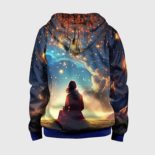 Детская толстовка на молнии Небесный пейзаж - сюрреализм / 3D-Синий – фото 2