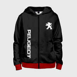 Толстовка на молнии детская Peugeot logo white, цвет: 3D-красный