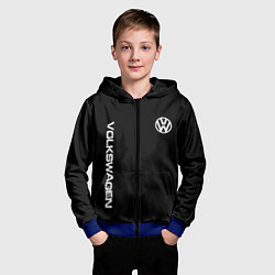 Толстовка на молнии детская Volkswagen logo white, цвет: 3D-синий — фото 2