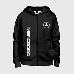 Толстовка на молнии детская Mercedes benz logo white auto, цвет: 3D-черный