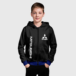 Толстовка на молнии детская Mitsubishi logo white auto, цвет: 3D-синий — фото 2