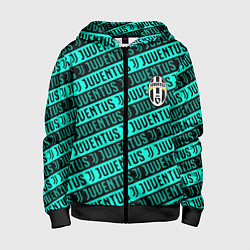 Толстовка на молнии детская Juventus pattern logo steel, цвет: 3D-черный