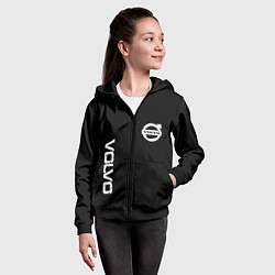 Толстовка на молнии детская Volvo white logo auto steel, цвет: 3D-черный — фото 2