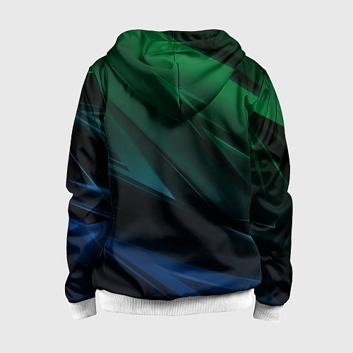 Детская толстовка на молнии Зелено-синие абстрактные объемные полосы / 3D-Белый – фото 2