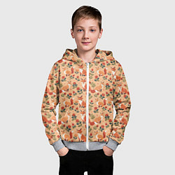 Толстовка на молнии детская Лисята в розах, цвет: 3D-меланж — фото 2