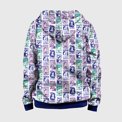 Детская толстовка на молнии Лица людей ретро / 3D-Синий – фото 2