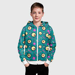 Толстовка на молнии детская Глаза оборотней, цвет: 3D-белый — фото 2