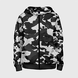 Толстовка на молнии детская Камуфляж серый, цвет: 3D-черный