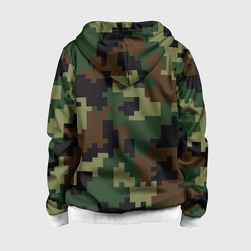 Детская толстовка на молнии Камуфляж хаки текстура / 3D-Белый – фото 2