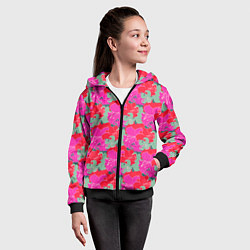 Толстовка на молнии детская Красные синие желтые цветы лилии, цвет: 3D-черный — фото 2