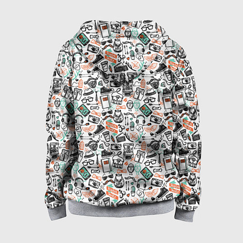 Детская толстовка на молнии Дудл хипстер / 3D-Меланж – фото 2